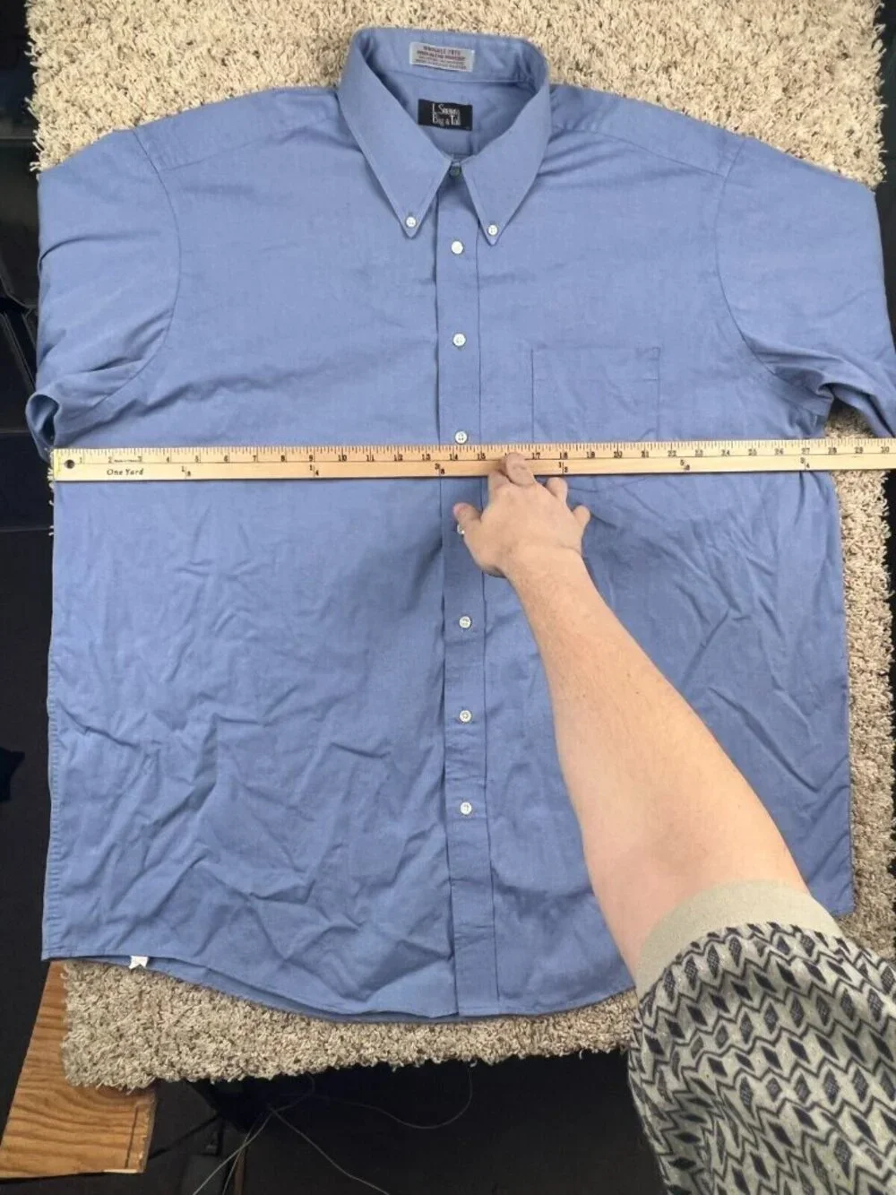 VTG Levis Men’s Button Up Long Sleeve Dress Shirt Blue Size 18.5 35 Big Mexico